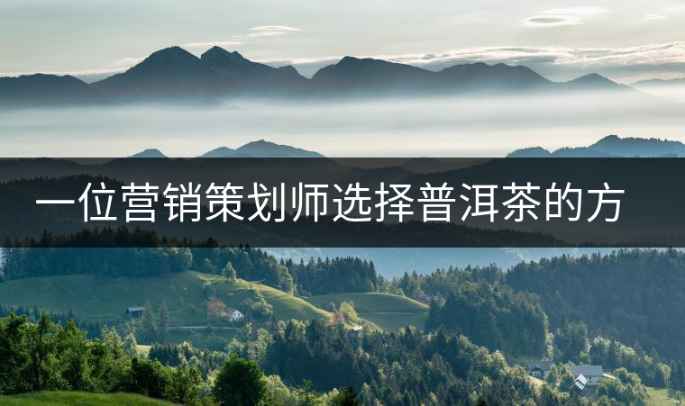 一位營(yíng)銷策劃師選擇普洱茶的方法 一位營(yíng)銷策劃師選擇普洱茶的方法
