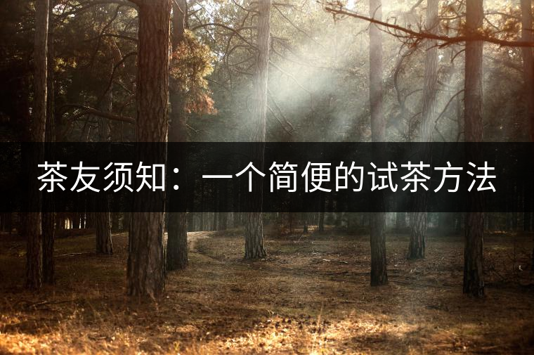 茶友須知：一個(gè)簡(jiǎn)便的試茶方法