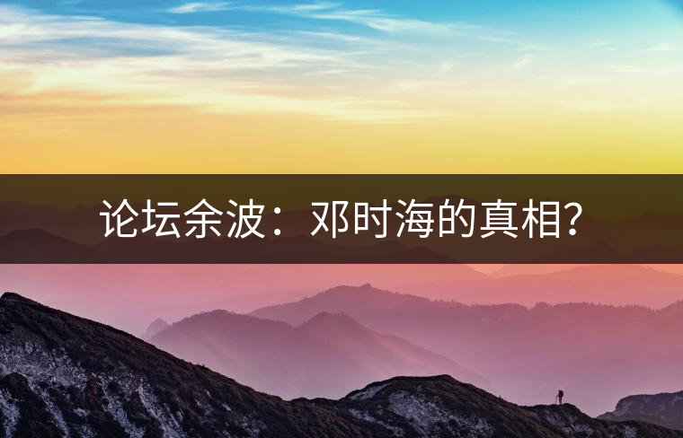 論壇余波：鄧時(shí)海的真相？