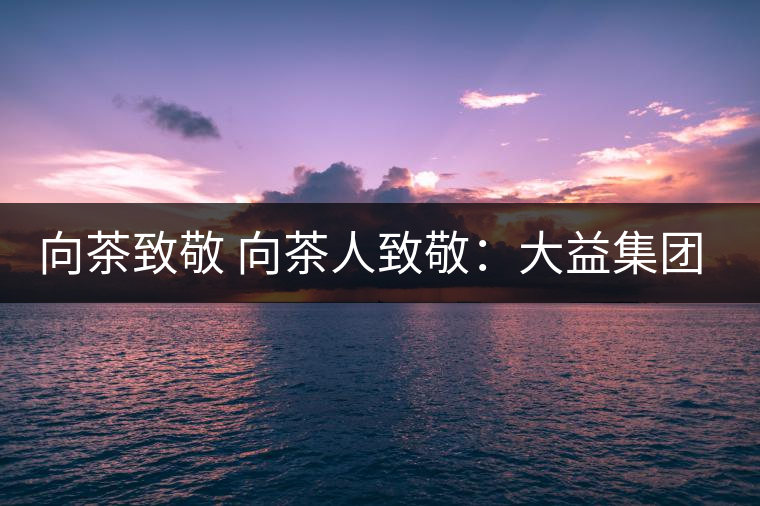 向茶致敬 向茶人致敬：大益集團(tuán)吳遠(yuǎn)之先生