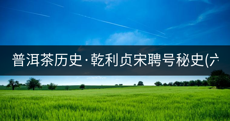普洱茶歷史·乾利貞宋聘號秘史(六) 普洱茶歷史·乾利貞宋聘號秘史(六)