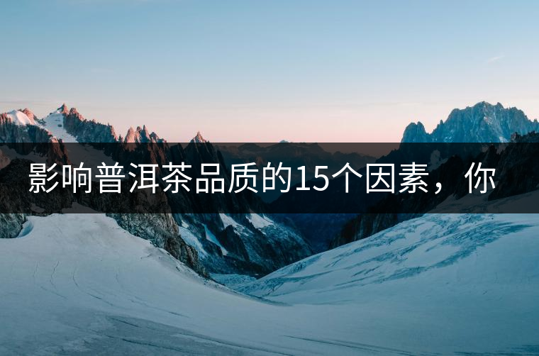 影響普洱茶品質的15個因素，你知道幾個？